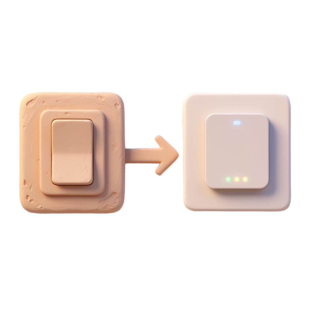 Old wall switch transitioning to a modern smart switch